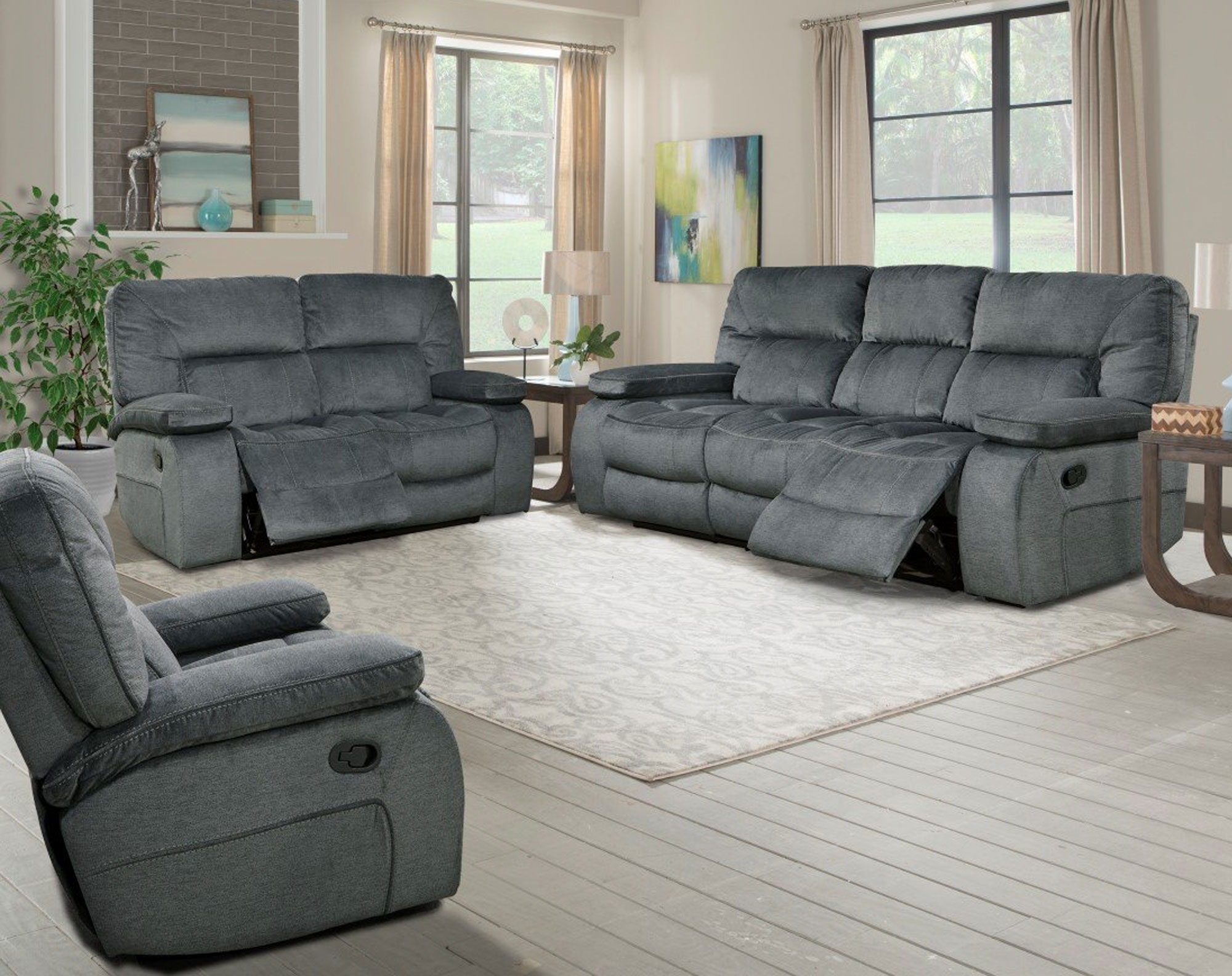 Chapman Triple Reclining Sofa in Polo Fabric Sofas and Sectionals