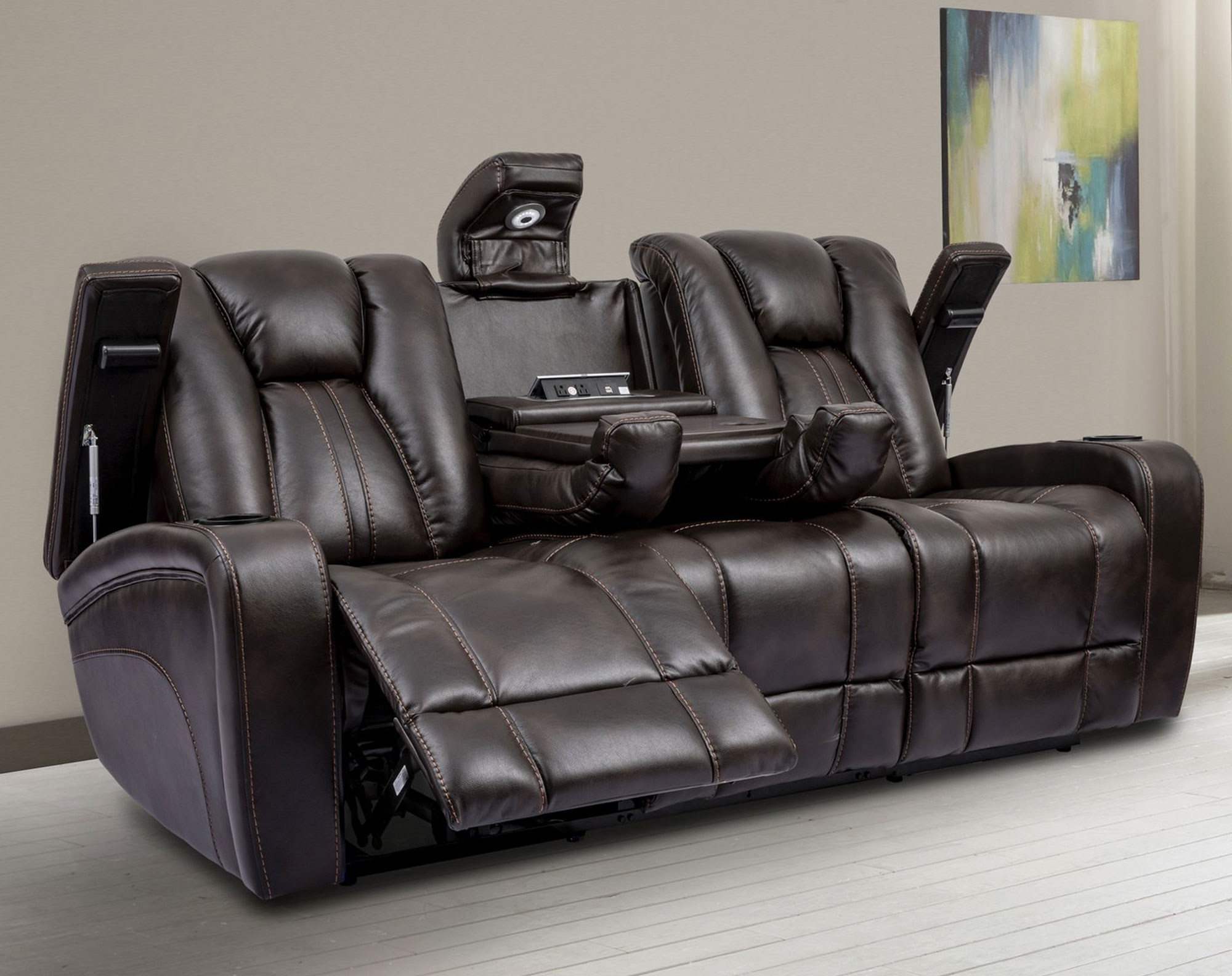 Optimus Truffle Power Sofa With Power Headrest Sofas And Sectionals