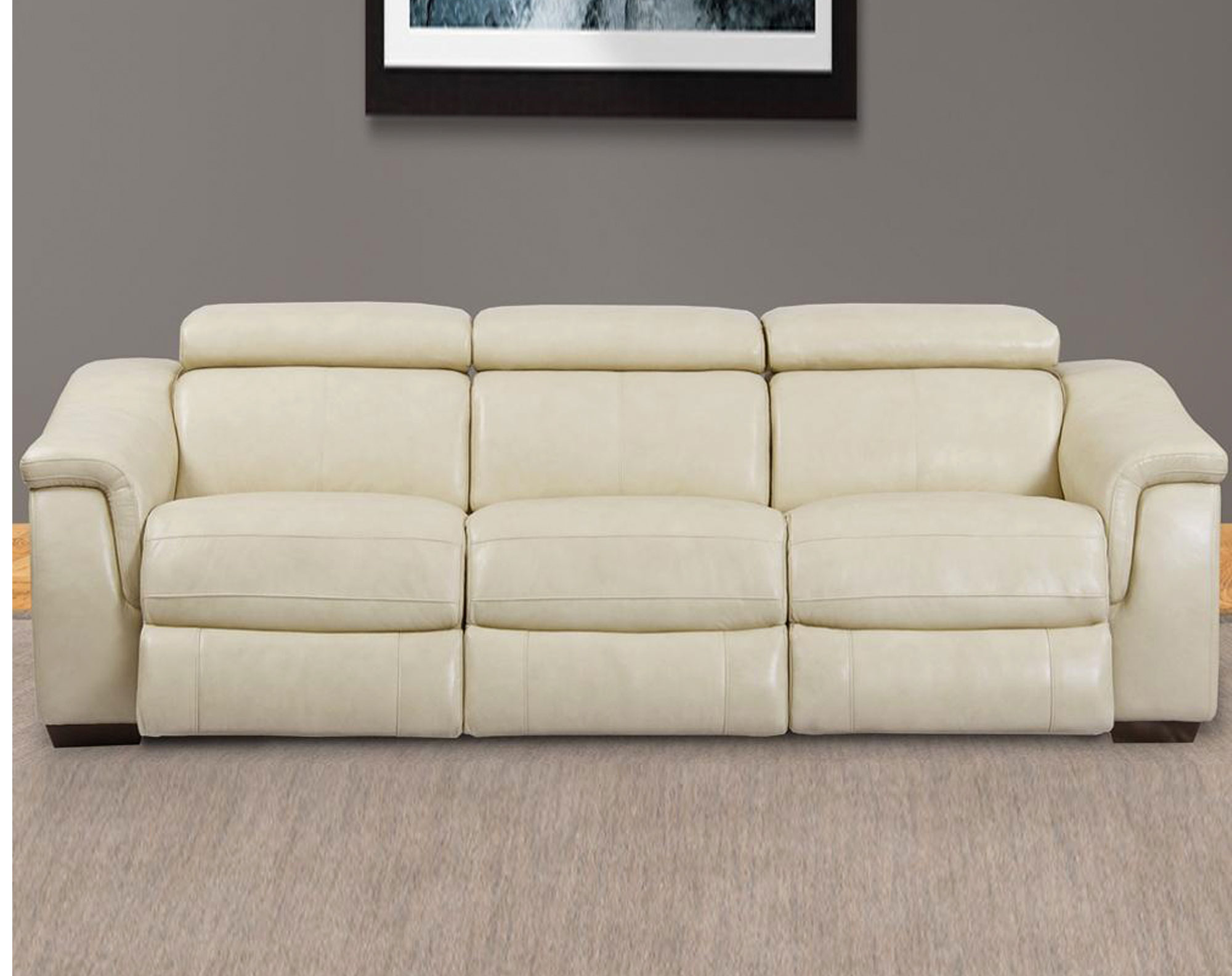 Newton Oatmeal Power Leather Reclining Sofa Sofas And
