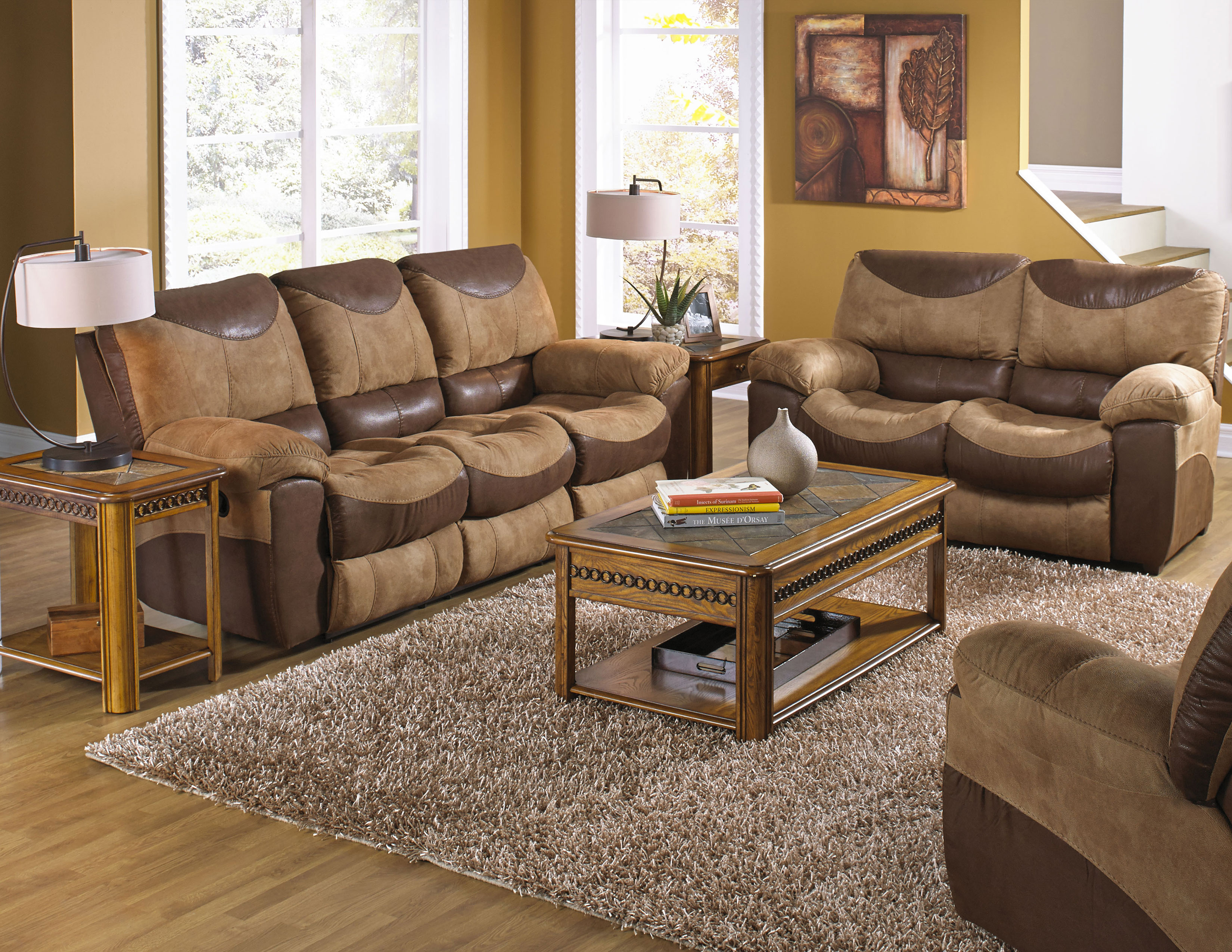 Portman 91" Two Tone Dual Reclining Sofa Sofas and Sectionals