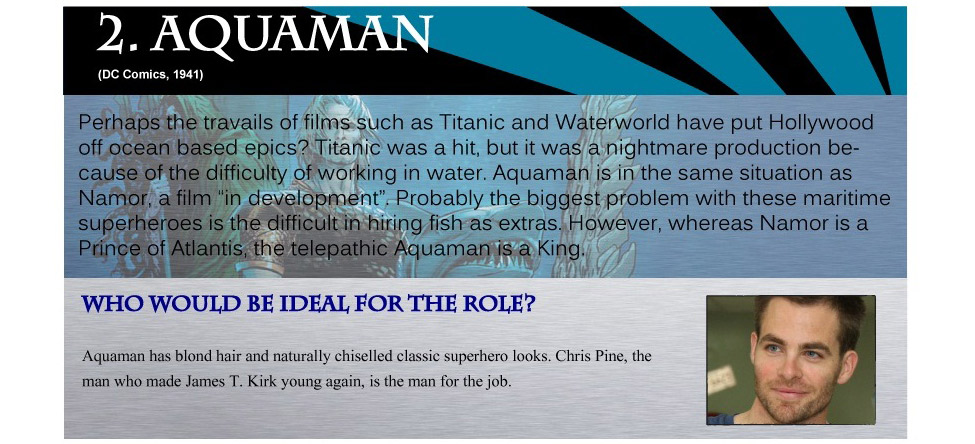 2. Aquaman could be Played by Chris Pine